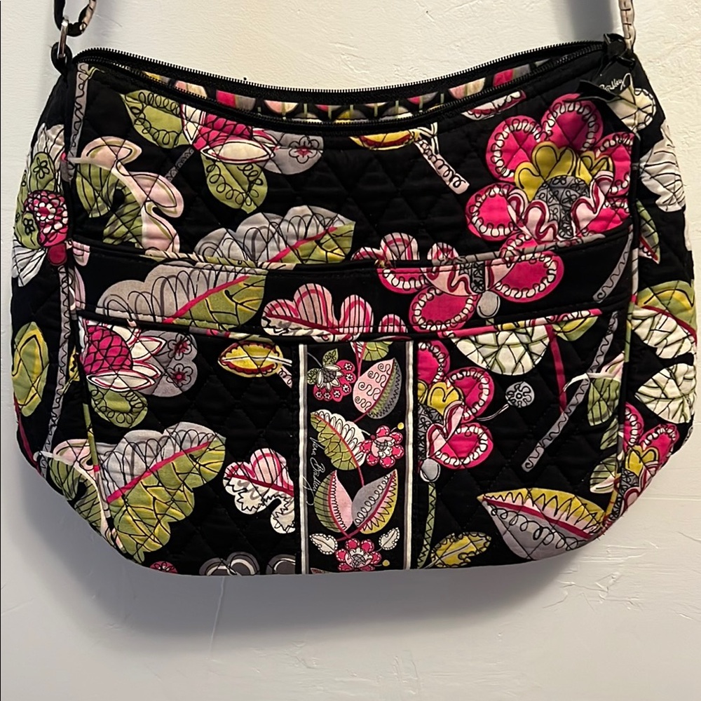 Vera Bradley “Moon Blooms Pattern” Black and Pink Quilted Shoulder Bag